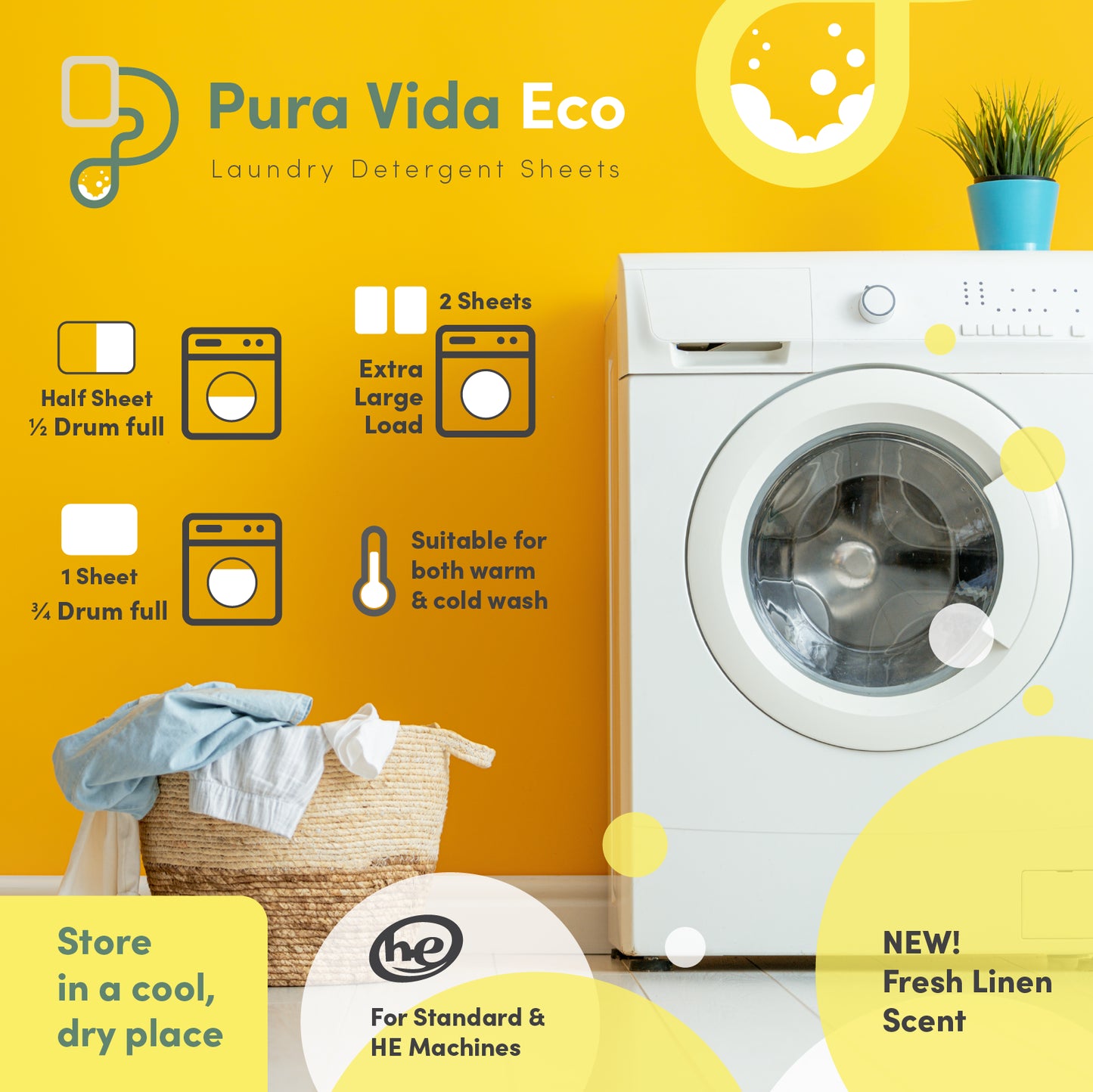 Pura Vida Eco Laundry Detergent Sheets - Linen Scent