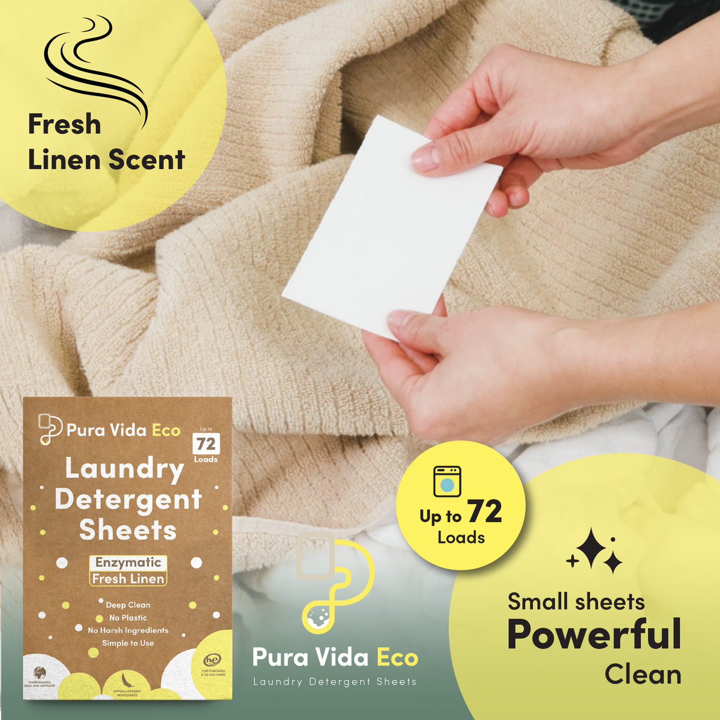 Pura Vida Eco Laundry Detergent Sheets - Linen Scent