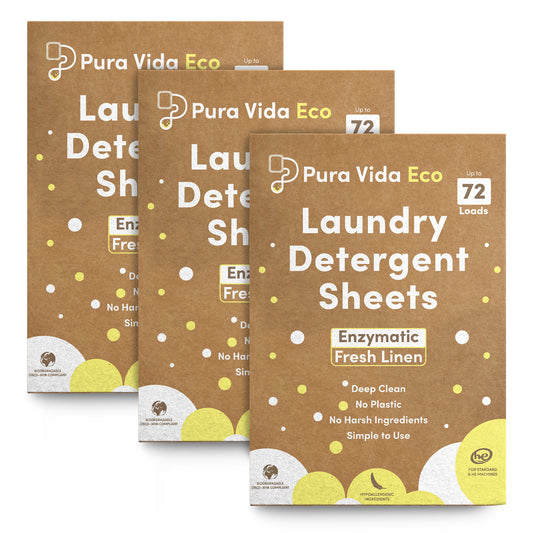 Pura Vida Eco Laundry Detergent Sheets, Linen Scent, 3 pack