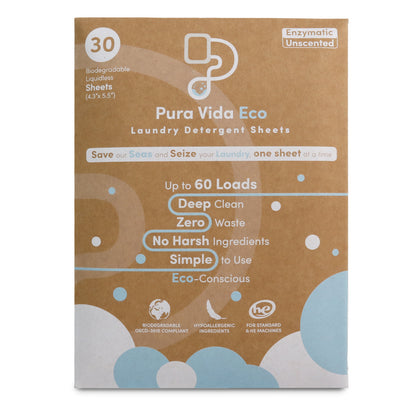 Pura Vida Eco Laundry Detergent Sheets - Unscented