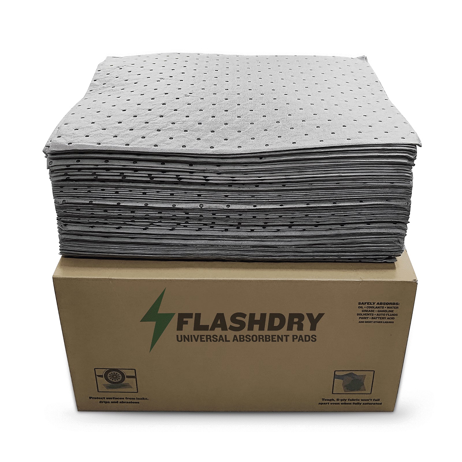 Universal absorbent pads for non-corrosive spills,15” X 18”, 100 units