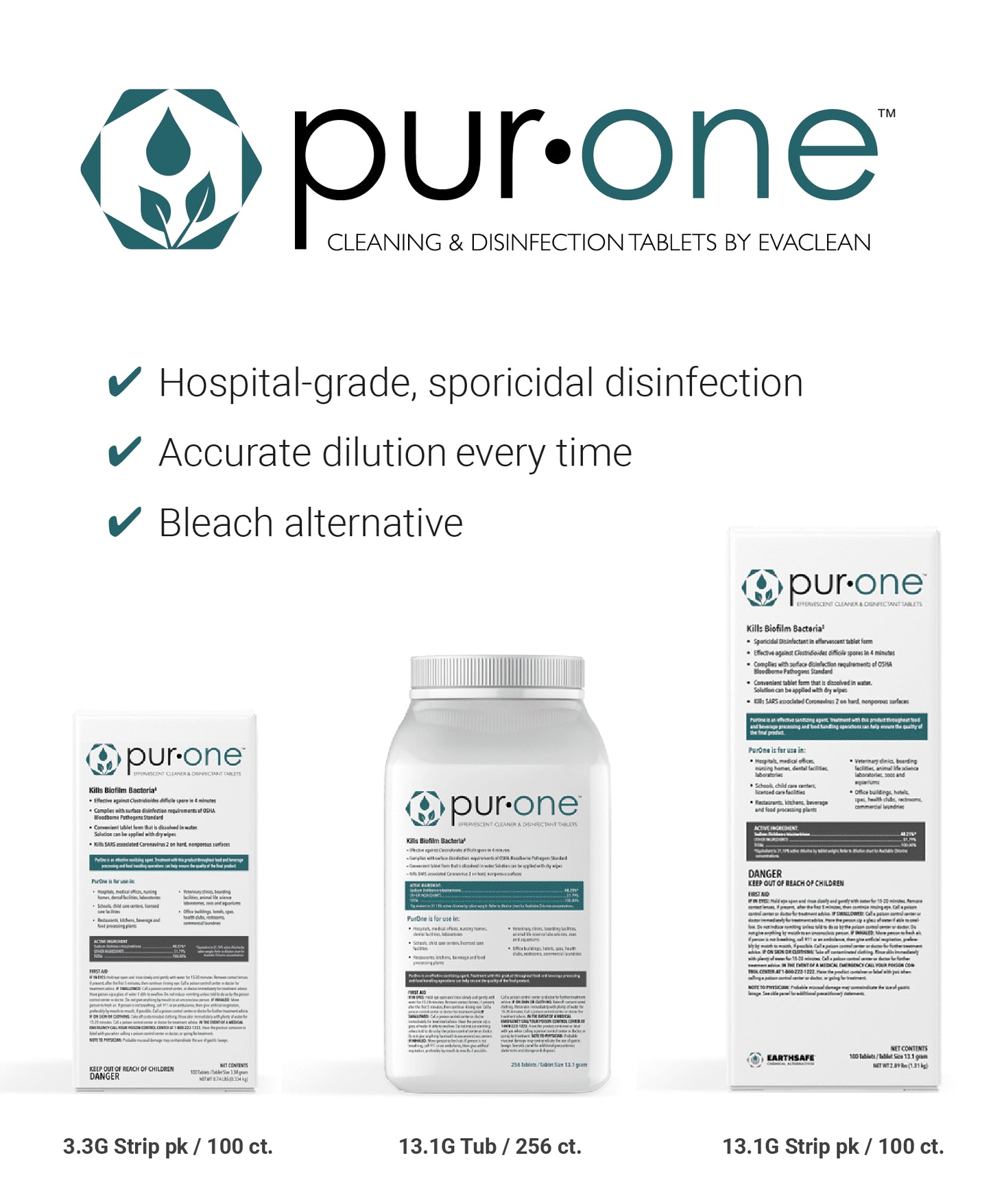 PurOne Multipurpose Cleaning & Disinfection Tablets – 3.3 Gram Strip Pack